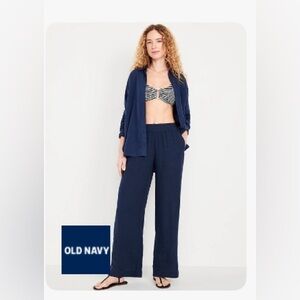Old Navy Women's High Waisted Navy Linen Pants- Larget TALL